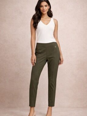 Calvin Klein Olive Green Pull-On Pants Women’s Medium Stretch Slim Ankle